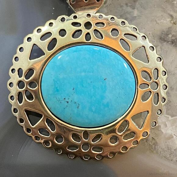 Carolyn Pollack Southwestern Style Sterling Silver Oval Turquoise Pendant/Brooch - Picture 6 of 10